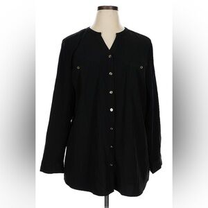 XL QVC Denim & Co black poly blouse
